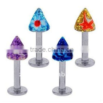 icy glitter labret body ring piercing jewelry