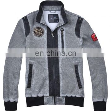 lastest stylish embroidery cotton casual fleece chest open sweater