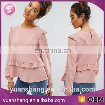 2017 women long sleeve new blouse pattern design