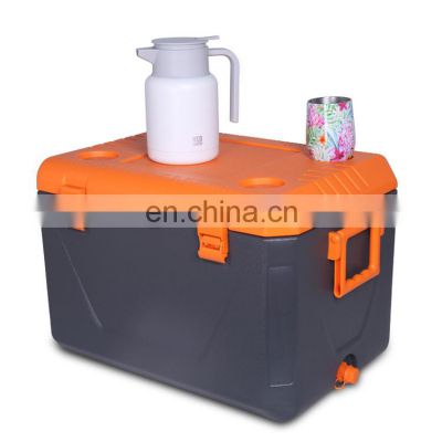 Portable blow molding cooler box 60 liter hard cooler for outdoor activities