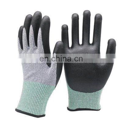 Cheap Micro Foam Nitrile Coated Anti Cut Gloves Oil Proof U2 Cut Resistant Level 5 Work Gloves For Construction Oil Gas Industry