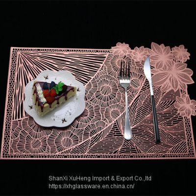 Pink Insulated Placemat PVC Hollow Dining Table Mat Kitchen Decor