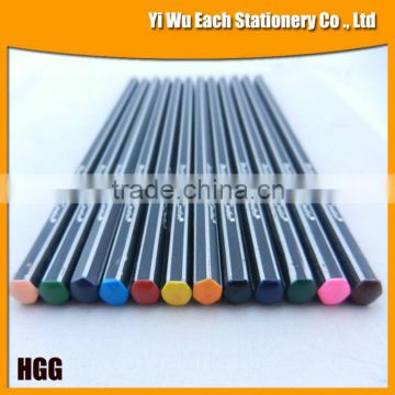 7'' hexagonal sharpened striped black wood color pencil with colored top tip