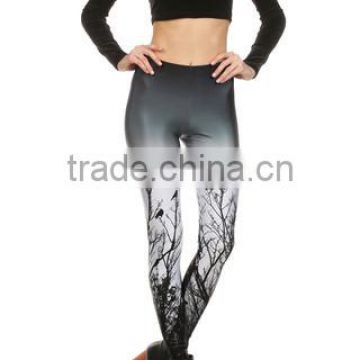 Woman Body Fitted Leggings / Tights Full Sublimated with Creepy Crows custom design