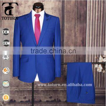 2016 new design slim fit blue color mens wear custom fitness men wear suit