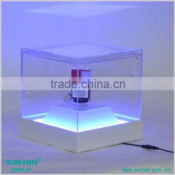 White Square Box With Blue Light Acrylic Magnetic Floating Cigarette Counter Display Box                        
                                                Quality Choice