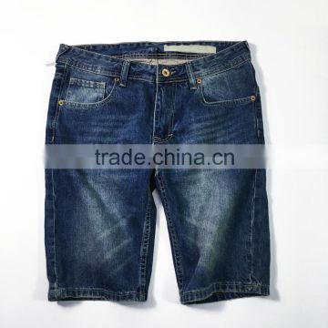 Wholesales China men dark blue vintage straight cotton denim jeans short pants half pants trousers