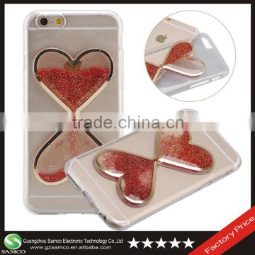 Samco 2016 Hot Liquid Quicksand Love Heart Bling Bling Glitter Skin Back Phone Case Cover for iPhone 6 Plus