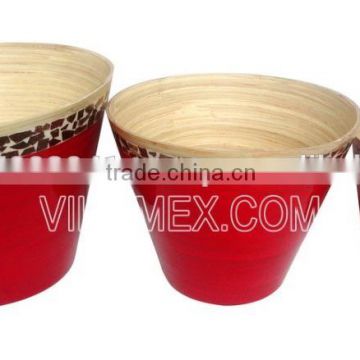 Bamboo salad bowl with lacquer outside, safe for food