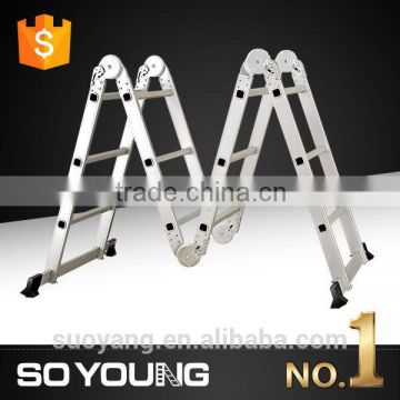 2.6M 3.6M 4.7M telescopic aluminum ladder with big hinges and EN131 approval