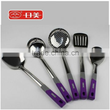Plastic Handle Stainless Steel Cooking Tools with 5 Pieces Set
