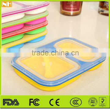 Newly Product Silicone 600ML + 300ML collapsible air tight lunch box