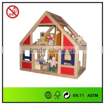 Classic Wooden Dollhouse With Furniture