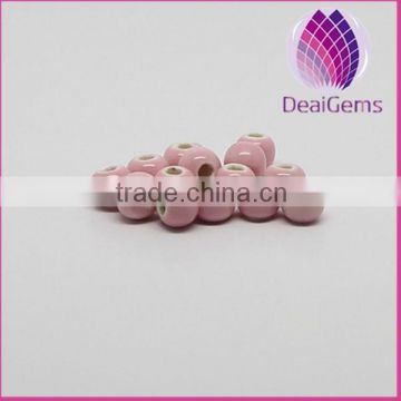 Hand-painted ceramic beads, pink,round,8mm,fashion beads