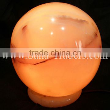 6" Natural Marble Onyx Designed Ball Lamp