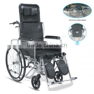 High Backrest Commode Hospital Wheelchair Folding Stretcher