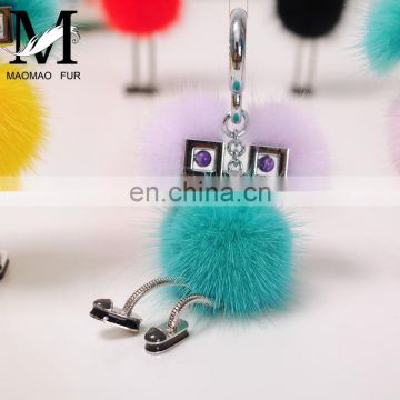 2016 High Quality Promotional and Lovely Genuine Mink Fur Robot Keychain