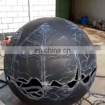 2018 new design corten steel metal leaf pattern fire pit sphere