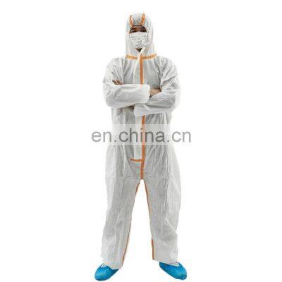 Disposable Protecting Coverall With Taped 65gsm Laboratory Protective Jumpsuit