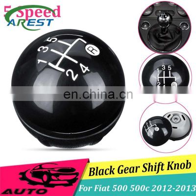 5 Speed MT Car Gear Shift Knob Stick With Dust Cover For Fiat 500 500c 2012 2013 Sitck Head Leather Gloss Black Cap  Replacement