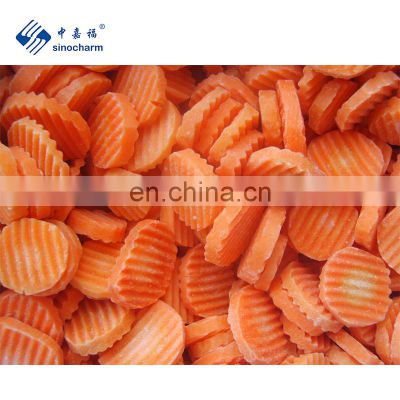 Sinocharm BRC A Approved 6-8CM IQF Carrot Crinkle Cut Frozen Carrot Slices