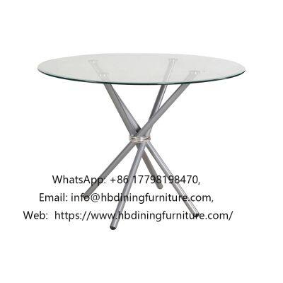 Glass Top with Wrought Iron Crossed Legs Table