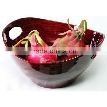 High quality best selling eco friendly Red Oil Bamboo Soto Bowl with handles from Viet Nam