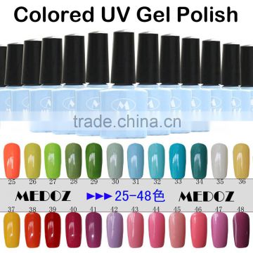 2014 HOT nail art Colored UV Gel Polish,15ml/1KG soak off/ON-Step soack off color uv gels,120 fashion colors NO. 25-49