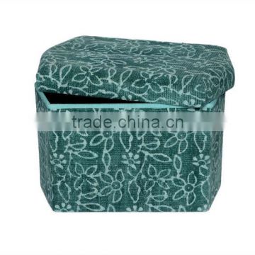 Natural Fibres Green Floral Printed Collapsible Storage Box