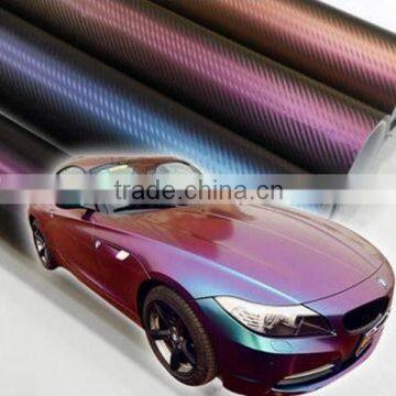 High stretchable self-adhesive air free bubbles chameleon carbon fiber vinyl