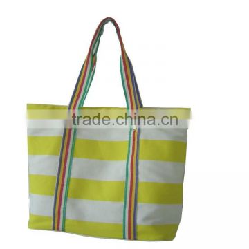 2015 best selling stripe textured cotton canvas bag
