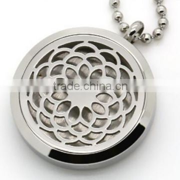 Fashion Hollow Lotus OM Yoga Aromatherapy Essential Oils Diffuser Locket Necklace Pendant