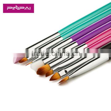 2016 new design 8pcs metal colorful nail art brush set