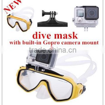 high quality Prescription dive masks with single tempered lens for gopro mount