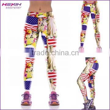 Spandex Yoga Pants Wholesale Flag Printed Custom Design Running Tights