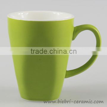 10oz Green Color Glazed Customized Logo Decal Printable Ceramic Coffee Mugs For Promotion