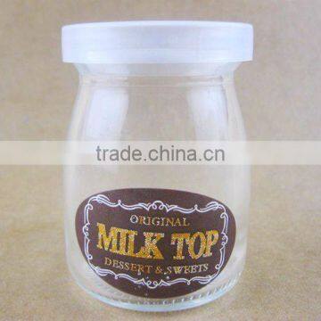 Glassware,Glass pudding bottle with plastic lid