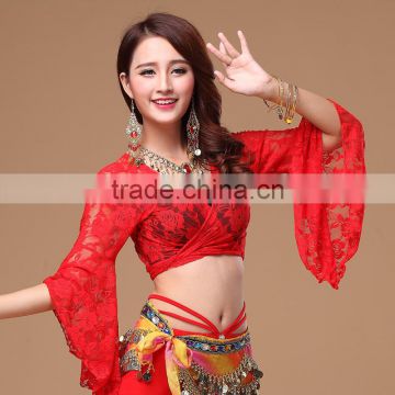 Hot selling sexy Butterfly Sleeve lace Belly Dance Top