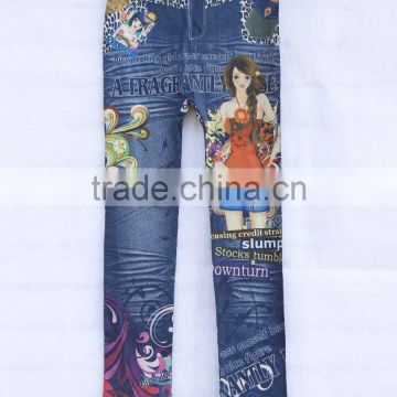 2014 New Style Fashion Women Wholesale Colored Jeggings Sex Full Photos Print Girls Leggings