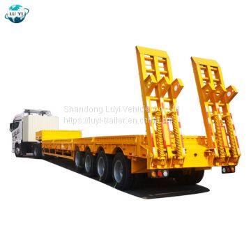 Lowbed Semitrailer  4 Axles 60tons 70t Heavy Duty Big Machinary Transport China Excavator Trailer