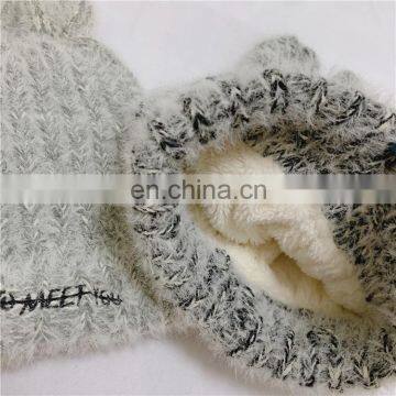 Hot sale Fashion Custom Embroidered Knitted Beanie Hat marten hair