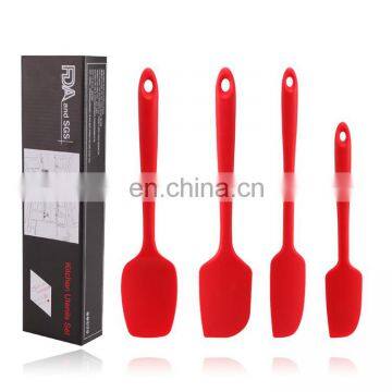 Hot Selling Food Grade Silicon Spatula Kitchen Baking Silicone Rubber 4pcs Kitchen Baking Scraper Set