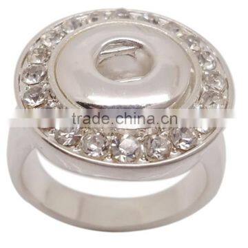 New Fashion Stainless steel crystal diamond top Snap button ring jewelry