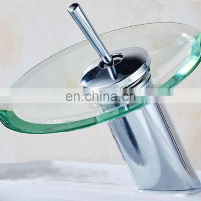 Bathroom Waterfall Faucet Chrome Polished Glass Faucet Tap