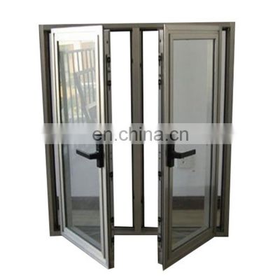 China supplier customized size powder coating wrought iron designs windows double tempered large glass CASEMENT window