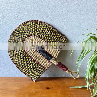 Vintage Bolga Hand Fan, Natural Woven Straw Seagrass Fan Wall Decor Rustic Art Decor Cheap Wholesale