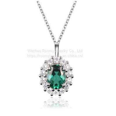 Necklace 1.5ct emerald picture necklace pendant 925 sterling silver necklaces for Girl