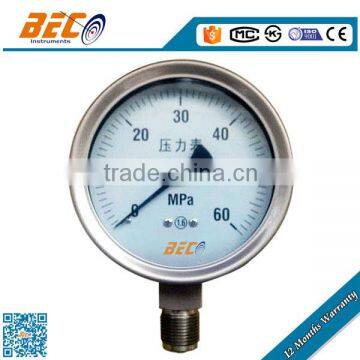 (YBF-100A) 100mm large size popular all stainless steel bottom thread mpa scale high pressure water manometer