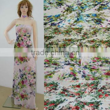 Floral 100% polyester digital print fabric for ladies dress