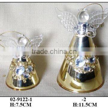 Chirstmas Golden Hanging Glass Angel with Diamonds